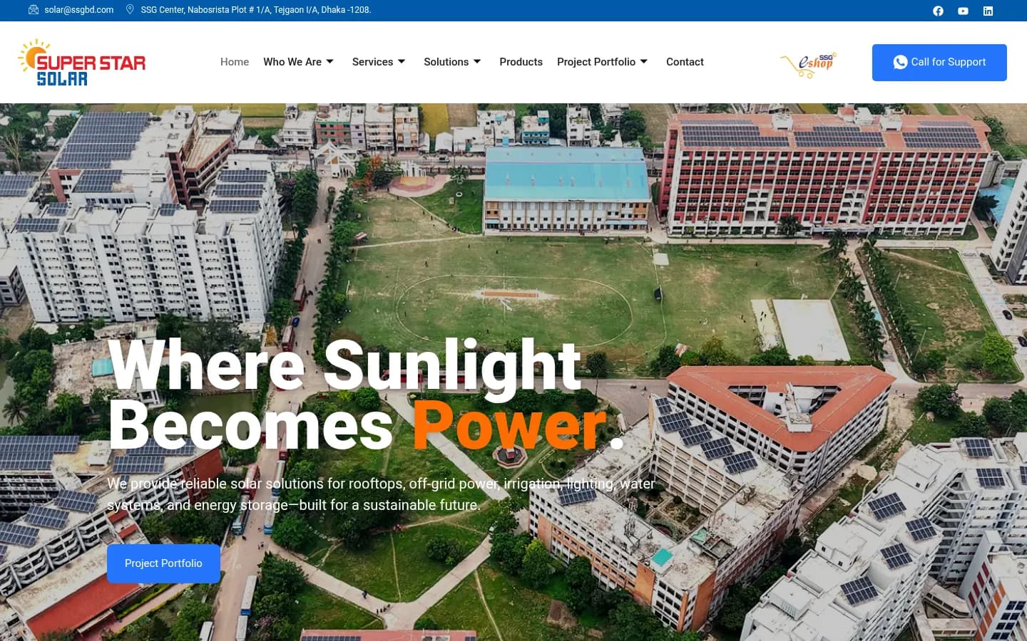 The Super Star Solar homepage, designed and built by Gravity Digital